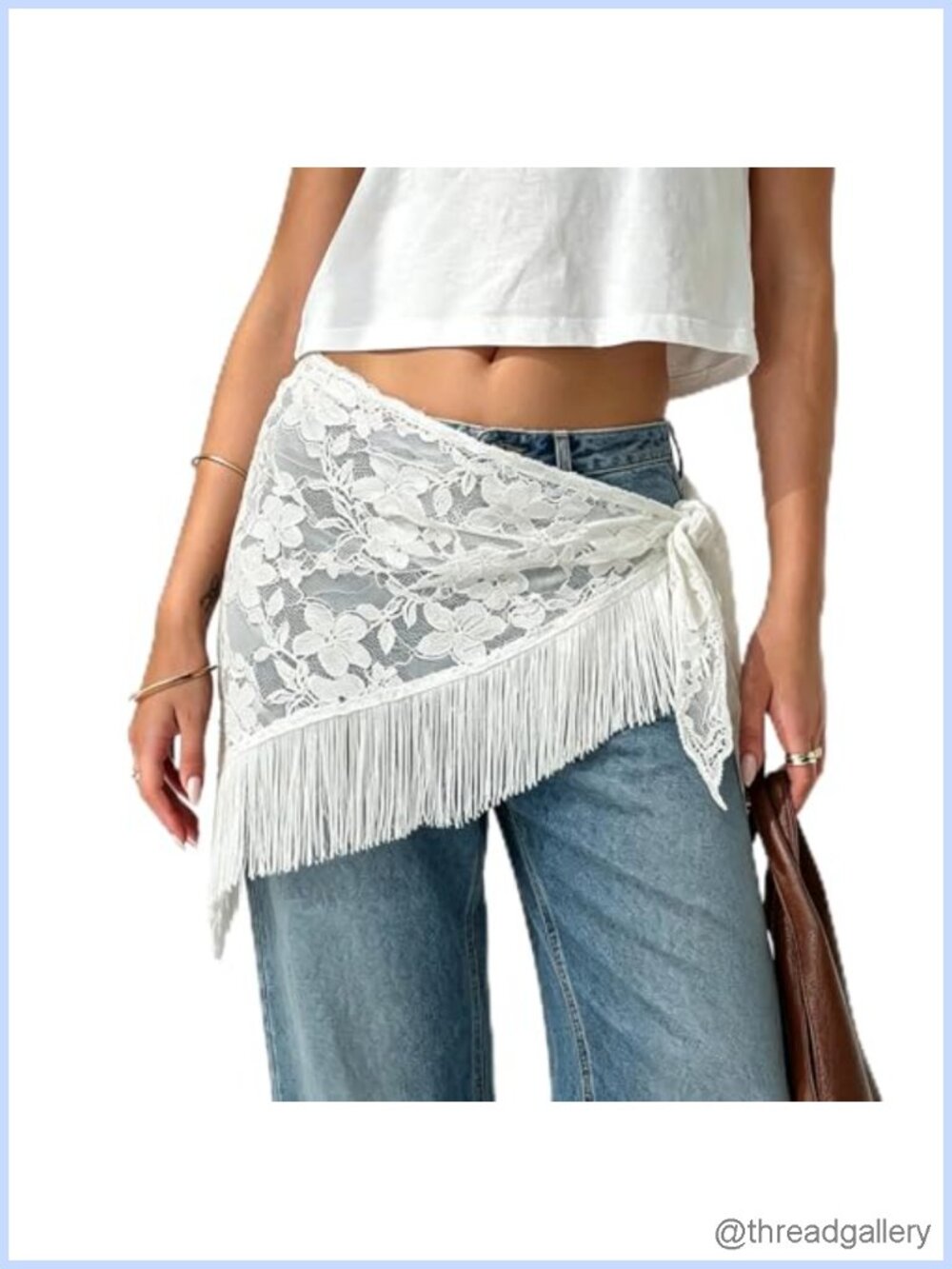 Women Sheer Mesh Lace Fringe Waist Hip Scarf Belt Beach Cover Up Wrap